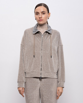 Peserico Бежева велюрова спортивна куртка з люрексом S12502J005008