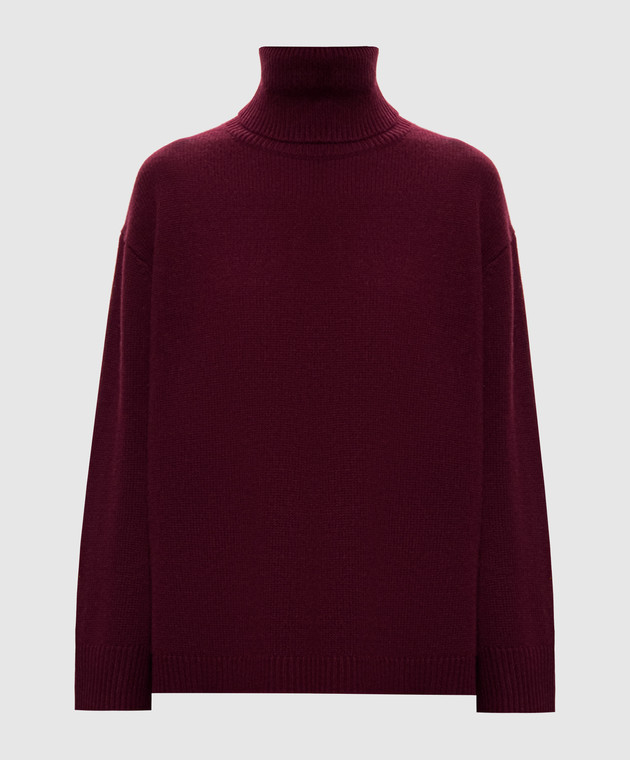 Allude Бордовий светр з вовни і кашеміру з розрізами 26517105