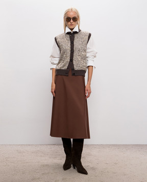 Brunello Cucinelli Бежевый жилет с пайетками и люрексом MRKR12206