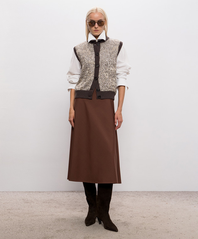 Brunello Cucinelli Бежевий жилет з паєтками та люрексом MRKR12206 зображення 2