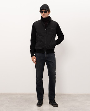 Moncler Черная комбинированная куртка L20919B00016M4281