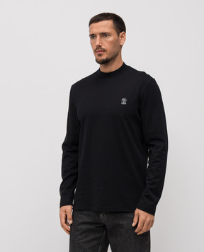 Brunello Cucinelli Черный лонгслив с эмблемой M0B131370