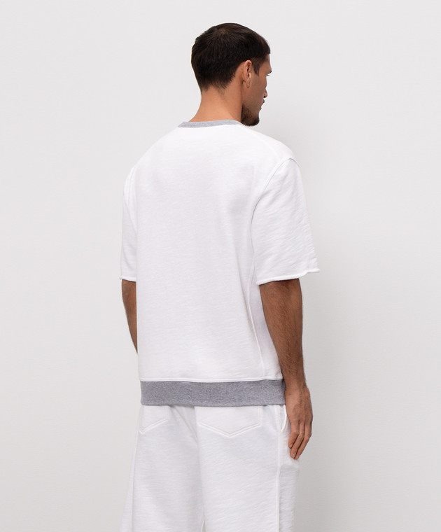 Brunello Cucinelli Белая футболка с принтом и манжетами MR8313378G изображение 4