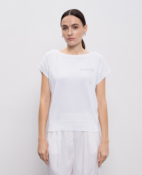 Peserico Белый топ с цепочкой мониль A99058F129173I