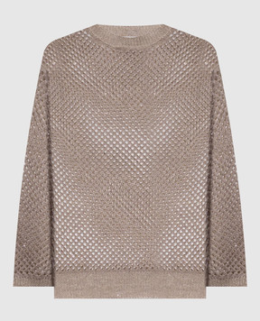 Peserico Сірий ажурний джемпер з льоном A99083F079106B