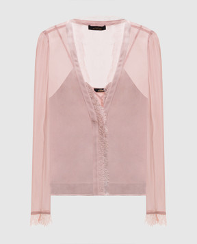 Twinset Розовая блуза с кружевом 262AP2282