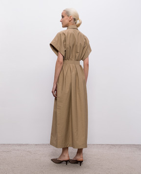 Brunello Cucinelli Бежева сукня-сорочка з ланцюжком моніль ML140A5475