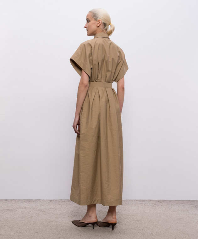 Brunello Cucinelli Бежева сукня-сорочка з ланцюжком моніль ML140A5475 зображення 3