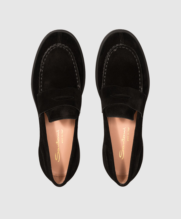 Santoni Черные замшевые лоферы WUYW72448NERNHSY изображение 4