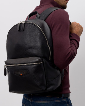 Santoni Чорний шкіряний рюкзак з логотипом UIBBA3131TRAPMN