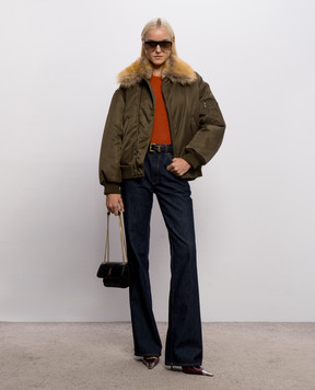 Saint Laurent Зелений бомбер з коміром A00300YZ9HT