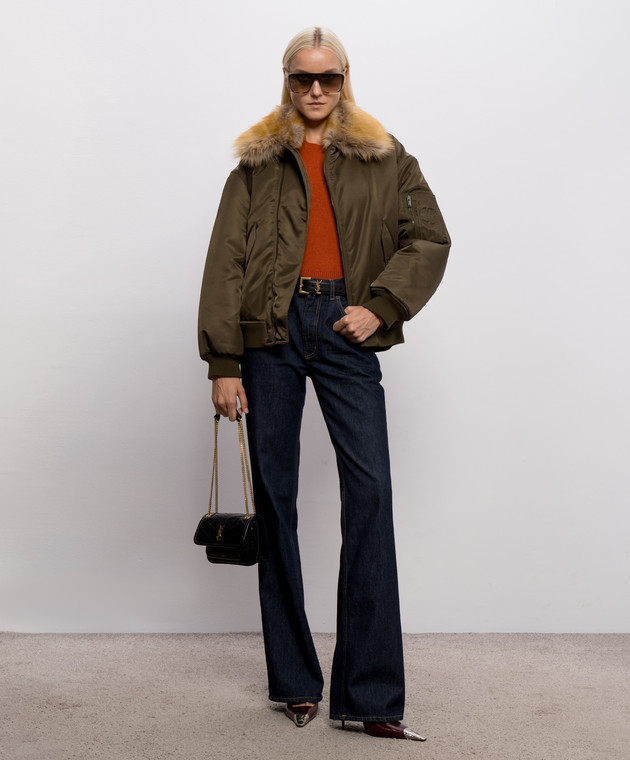 Saint Laurent Зеленый бомбер с воротником A00300YZ9HT изображение 2
