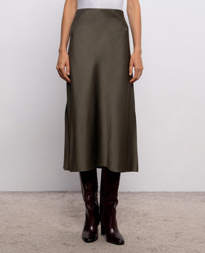 Brunello Cucinelli Юбка цвета хаки с разрезом M0H38G3414