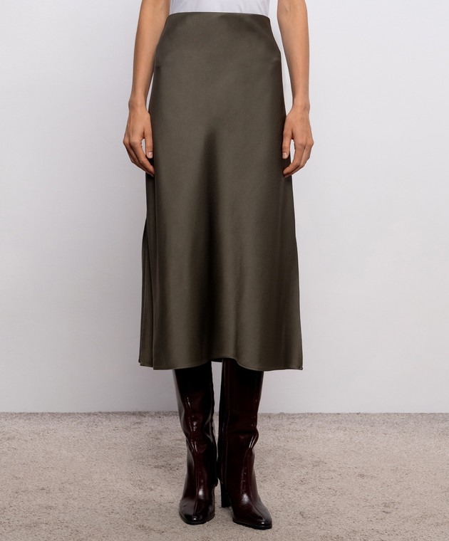Brunello Cucinelli Юбка цвета хаки с разрезом M0H38G3414 изображение 3