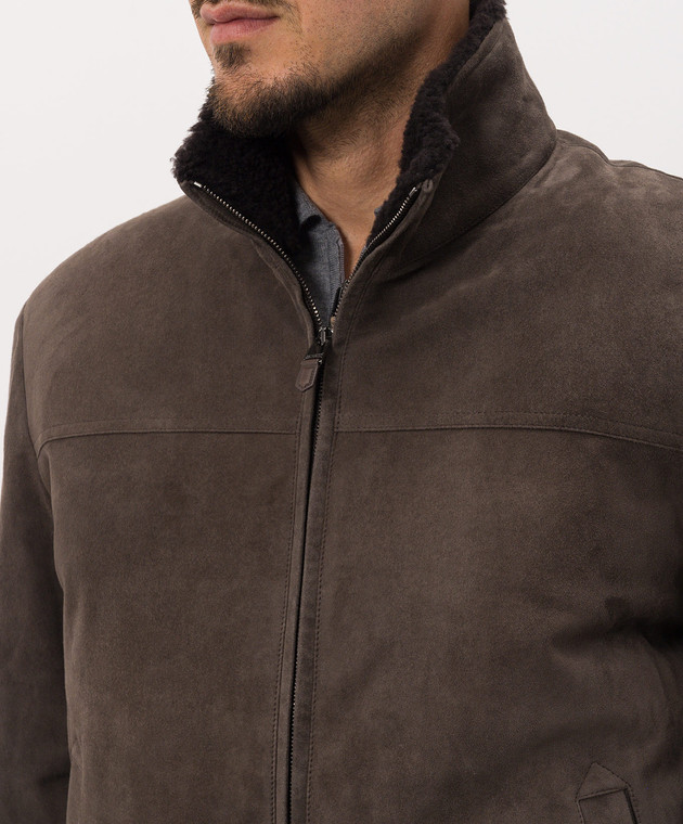 Canali Коричневая замшевая куртка LE00298O70509 изображение 5