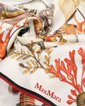 Max Mara Белый платок из шелка в принт Cabinets of Curiosities MXACARRE90W2001