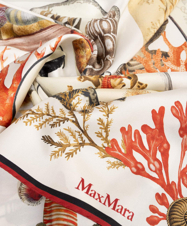 Max Mara Белый платок из шелка в принт Cabinets of Curiosities MXACARRE90W2001 изображение 3