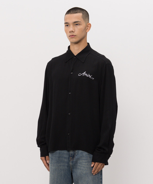 AMIRI Черная рубашка с вышивкой логотипа AM326SH003 изображение 3