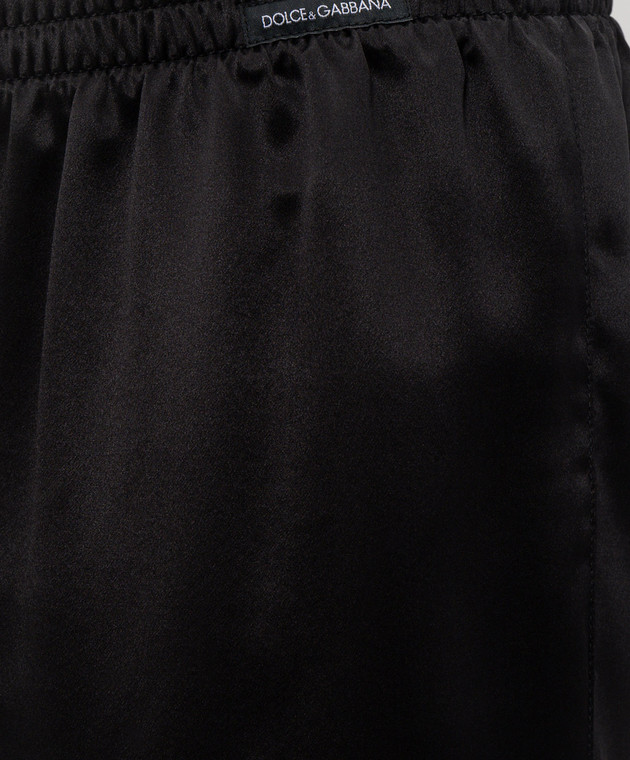 Dolce&Gabbana Черные трусы-боксеры из шелка с нашивкой логотипа M3A12TON0EC изображение 4
