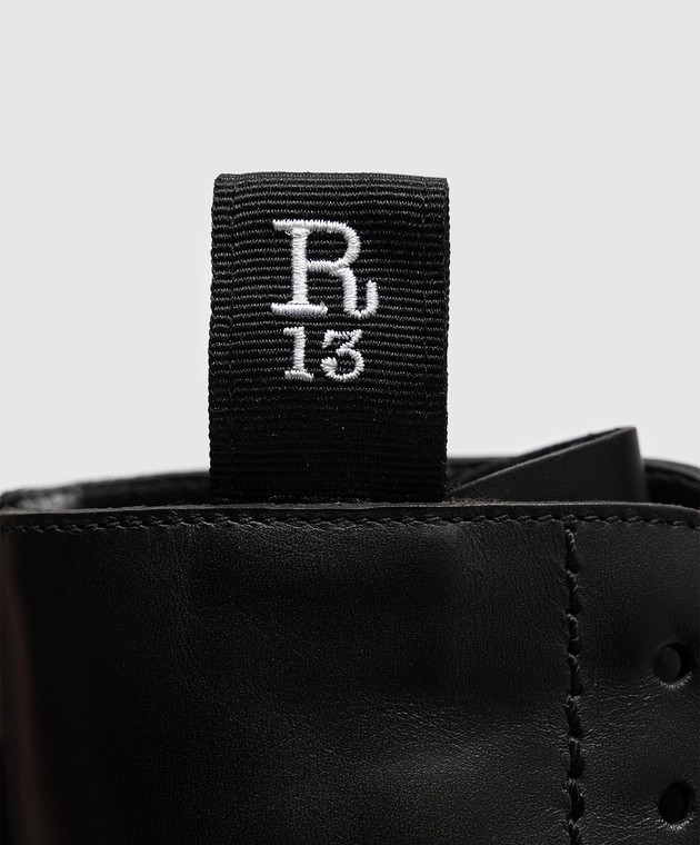 R13 Чорні шкіряні черевики Double Stack R13WS026S001A зображення 5