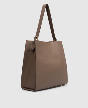 Gianni Notaro Коричнева шкіряна сумка DOLLARO з принтом логотипа 255DOLLAROORO