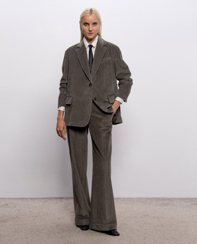 Brunello Cucinelli Зелені вельветові штани з ланцюжком моніль MA180P8492