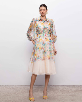 Nissa Бежевое платье-рубашка с цветочным принтом RC16282