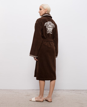 Versace Коричневый махровый халат с узором Medusa 10242151A17767