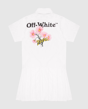 Off-White Детское белое платье-поло с принтом 44GDH007S26J001