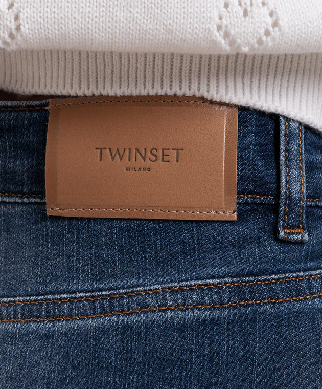 Twinset Синие джинсы-клеш с патчем 262TP2560 изображение 5
