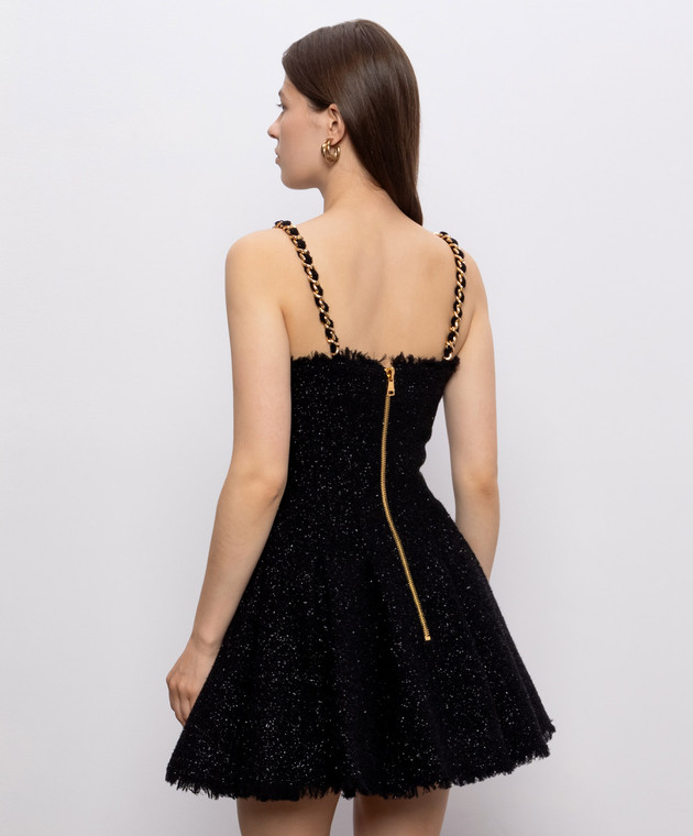 Balmain Черное платье мини с шерстью HF1R2302WD65 изображение 4