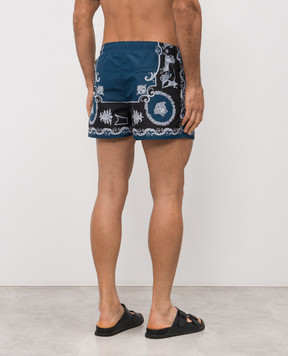 Versace Сині шорти для плавання в принт Hall of Heroes 10188831A16826