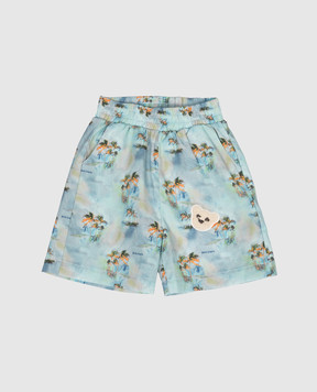 Palm Angels Детские голубые шорты в принт PBX8001S26FAB001