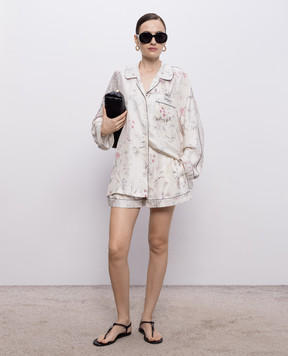 Givenchy Шорти кольору айворі із шовку в квітковий принт BW518Q16RY