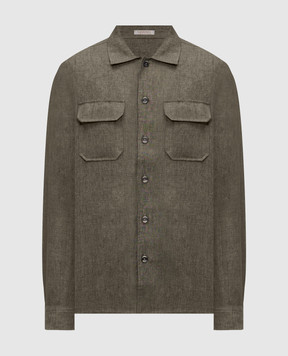 CAPOBIANCO Зелена сорочка з льону прямого крою 20M515LL00