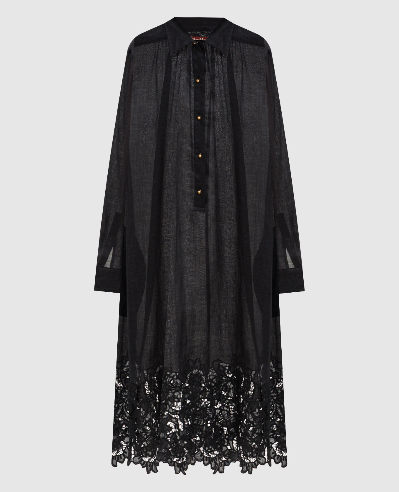 Черное платье-рубашка MELA из рамы с вышивкой
