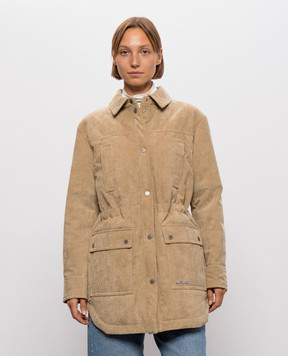 Mackage Бежева вельветова пухова куртка KAETHE KAETHECDY