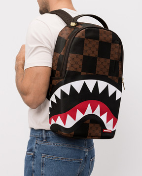 Sprayground Детский коричневый рюкзак THAT BIG CHECK SHARK 910B6263NSZ