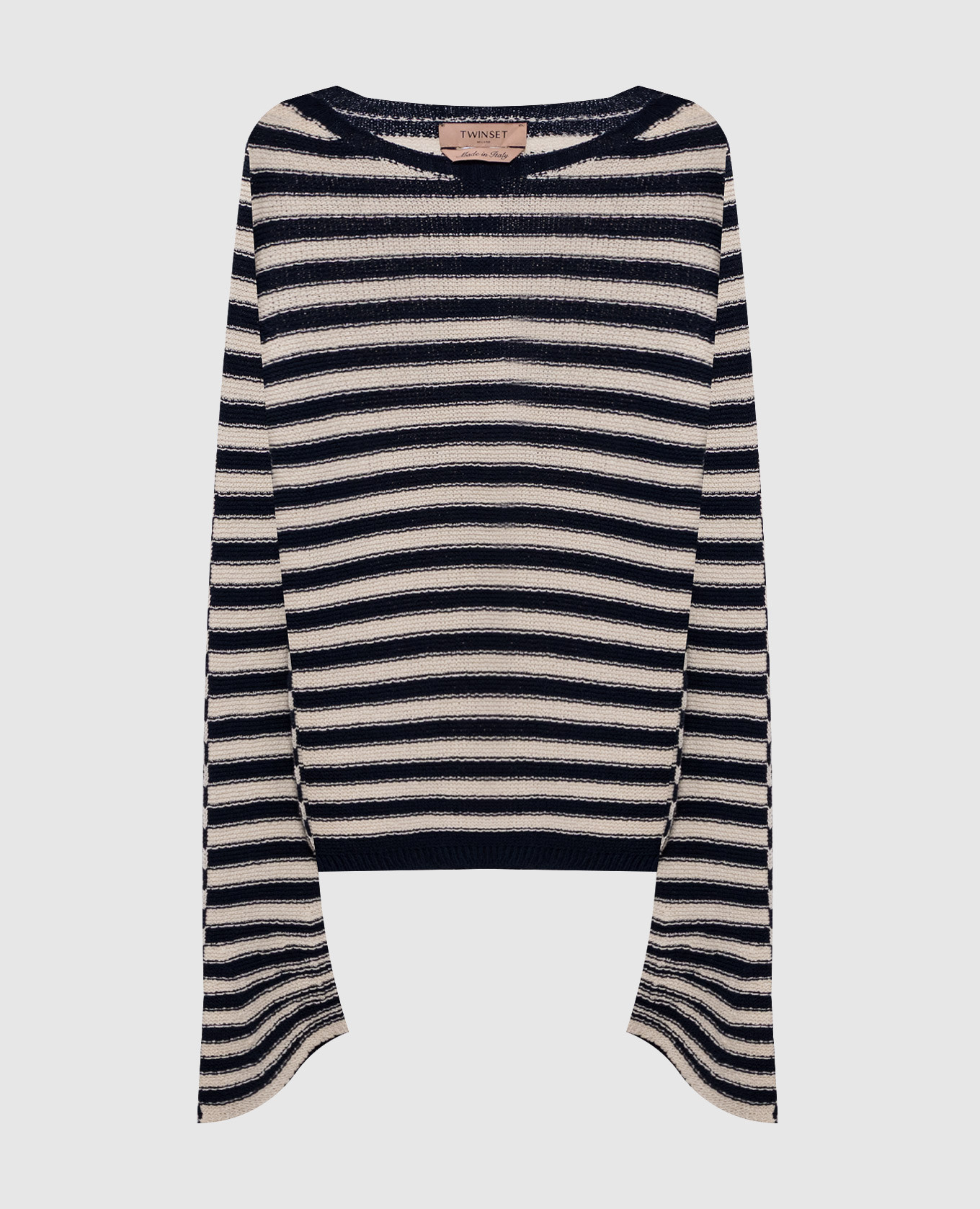 

Свитер в полоску с эффектом изнанки, Бежевый, Джемпера