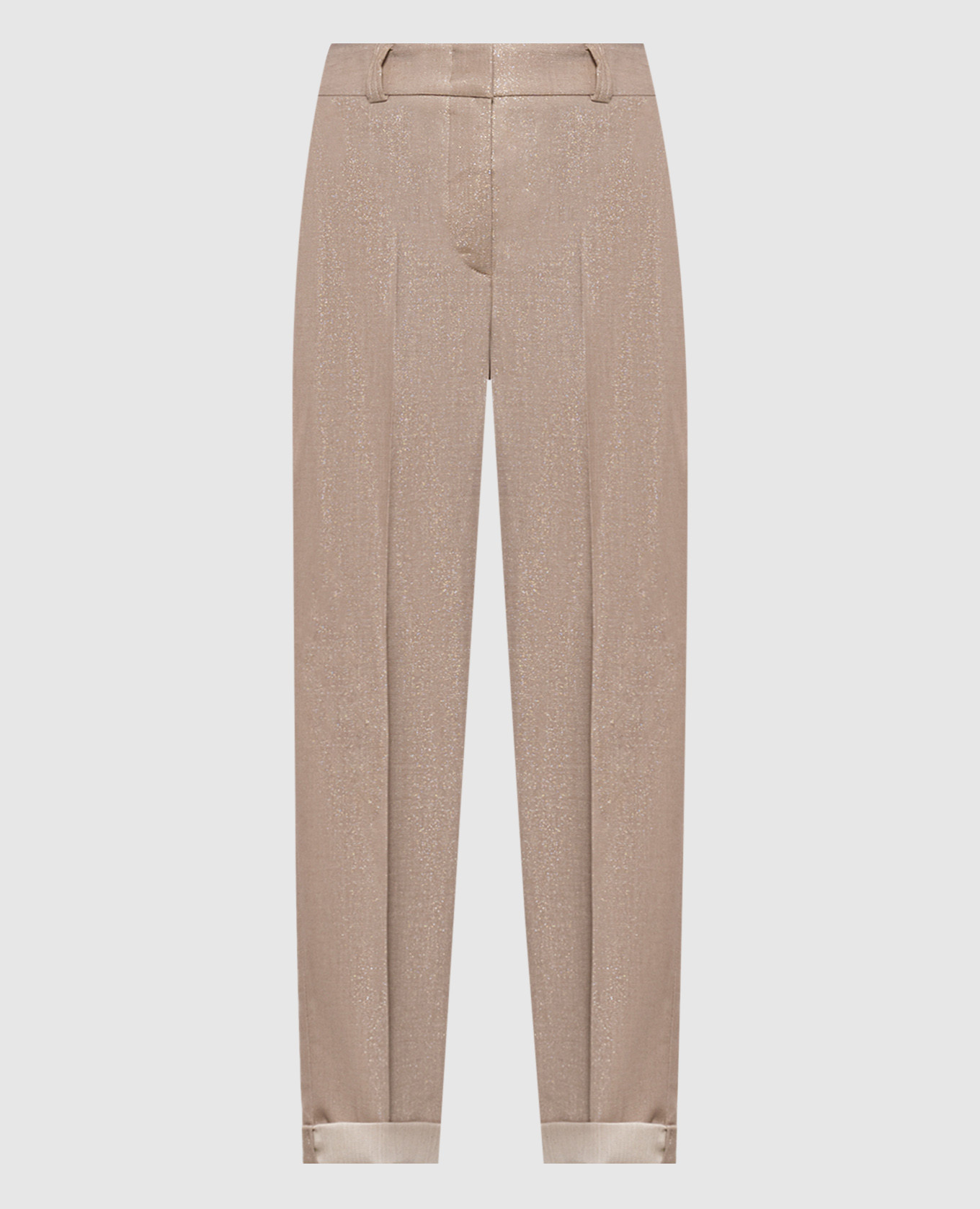 Бежевые брюки с люрексом