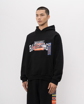 Balenciaga Чорне худі Bumper Stickers 871956TUVS8