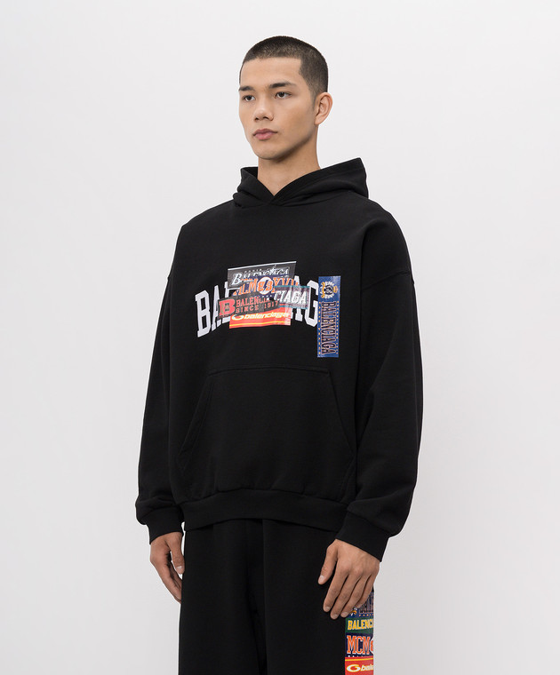 Balenciaga Чорне худі Bumper Stickers 871956TUVS8 зображення 3