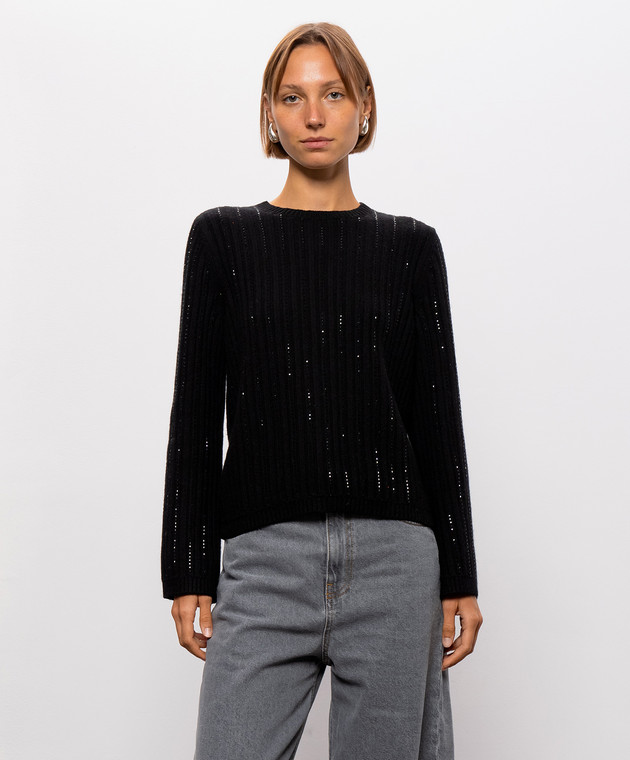 Twinset Черный свитер с шерстью с кристаллами 262TT3150 изображение 3