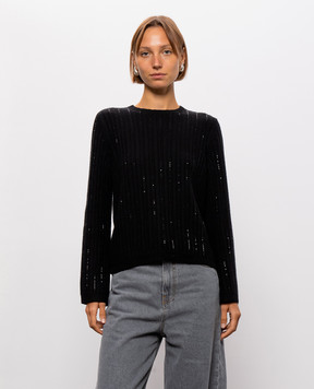 Twinset Черный свитер с шерстью с кристаллами 262TT3150