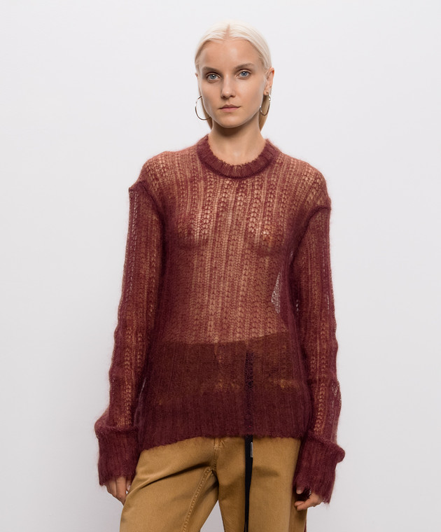 Ann Demeulemeester Бордовый свитер из шерсти и шелка B0014325KN069 изображение 3