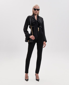 Balmain Чорні штани з високою посадкою з поясом GF1PL024JL05