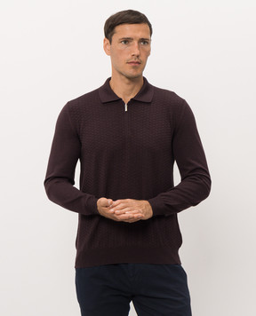 Bertolo Cashmere Фиолетовое поло из шерсти и шелка с фактурным узором 902473002514