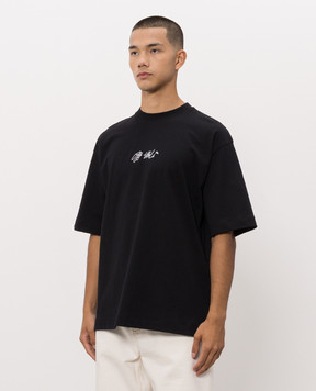 Off-White Чорна футболка з вишивкою логотипа 44MAA120F26J011