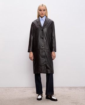 Yves Salomon Коричневе шкіряне пальто 26EYM20310APXX