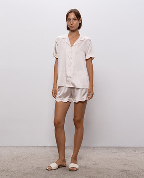 Dore & Rose Рожева піжама із шовку в смужку SCALLOPSILKSHORTSET